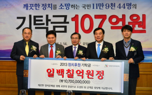지난해 정치자금 기탁금 107억…역대 최고 