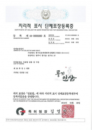 영주시,‘풍기인삼’지리적표시 단체표장 등록