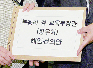 황우여 교육부장관 해임건의안 제출