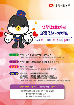 “우체국에서 홍보우편물 보내시고, 경품 받아 가세요!”