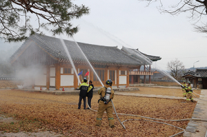 청도소방서, 중요목조문화재·산불대응 훈련
