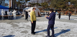 강영석 상주시장 코로나 19 차단 땀 뻘뻘