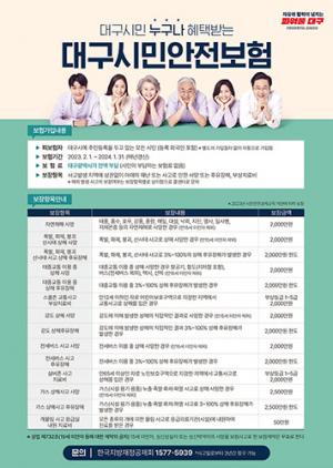 대구시민안전보험 보장 확대로 사회 안전망 강화