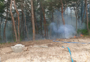 포항 한 야산서 화재…헬기 1대 투입 40여분 만에 진화