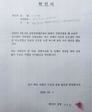 김광열, 조주홍 후보 부친 조철로씨 기부행위 위반 고발